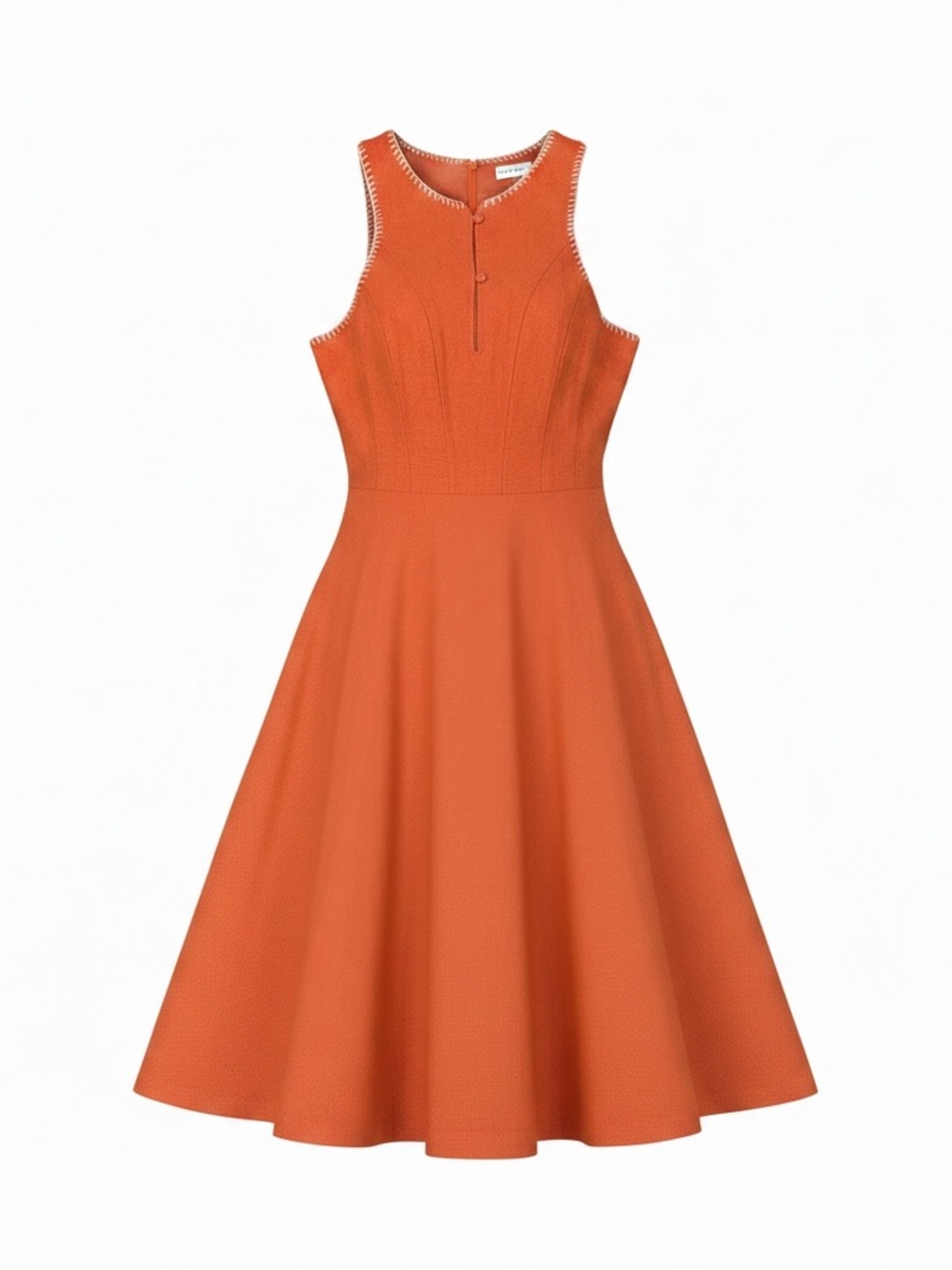 Avec Les Filles Sleeveless Orange Fit-and-Flare Midi Dress